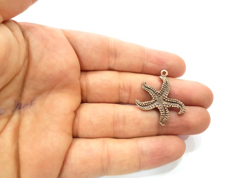 2 Starfish Charm Antique Copper Charm Antique Copper Plated Metal (27x26mm) G13755