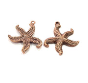 2 Starfish Charm Antique Copper Charm Antique Copper Plated Metal (27x26mm) G13755