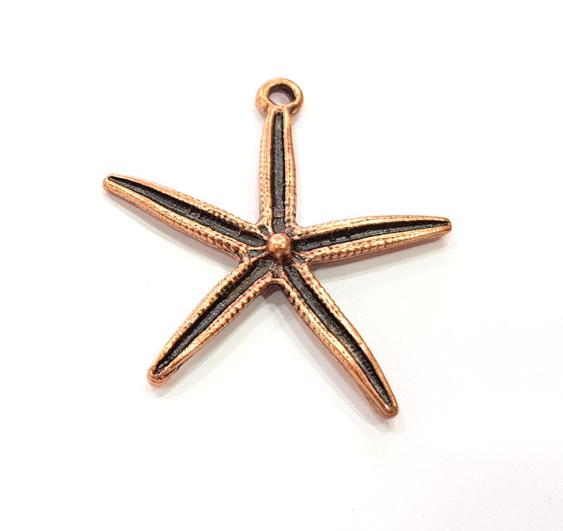 Starfish Pendant Antique Copper Charm Antique Copper Plated Metal (54x48mm) G13759