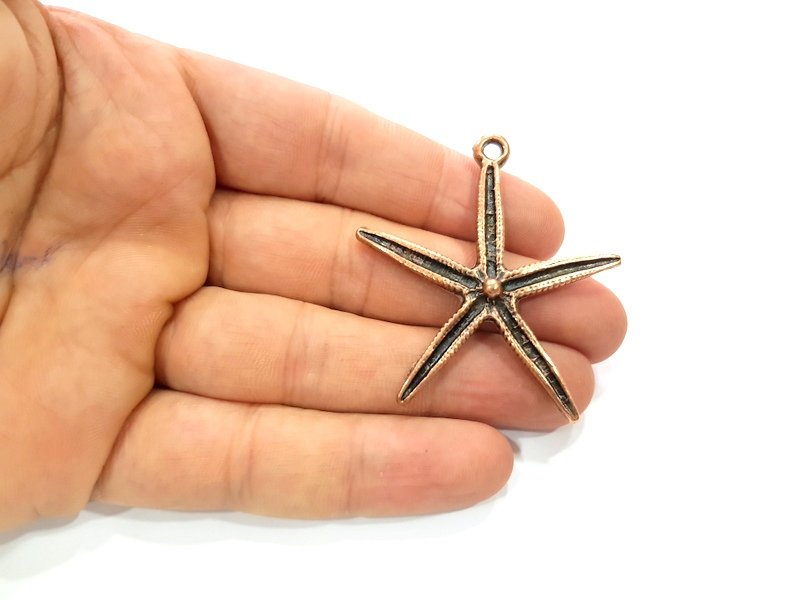 Starfish Pendant Antique Copper Charm Antique Copper Plated Metal (54x48mm) G13759