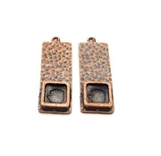 2 Copper Pendant Blank Mosaic Base inlay Blank Necklace Blank Resin Mountings Antique Copper Plated Metal ( 10 mm square blank) G13760