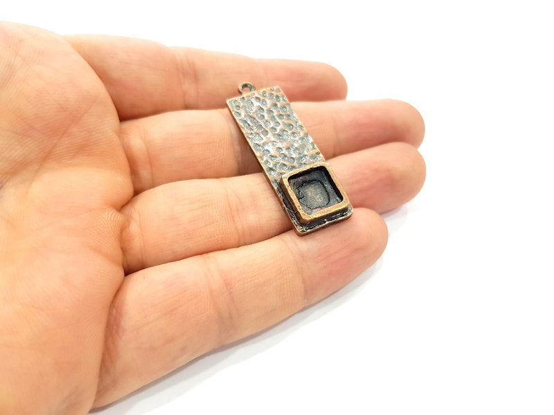 2 Copper Pendant Blank Mosaic Base inlay Blank Necklace Blank Resin Mountings Antique Copper Plated Metal ( 10 mm square blank) G13760