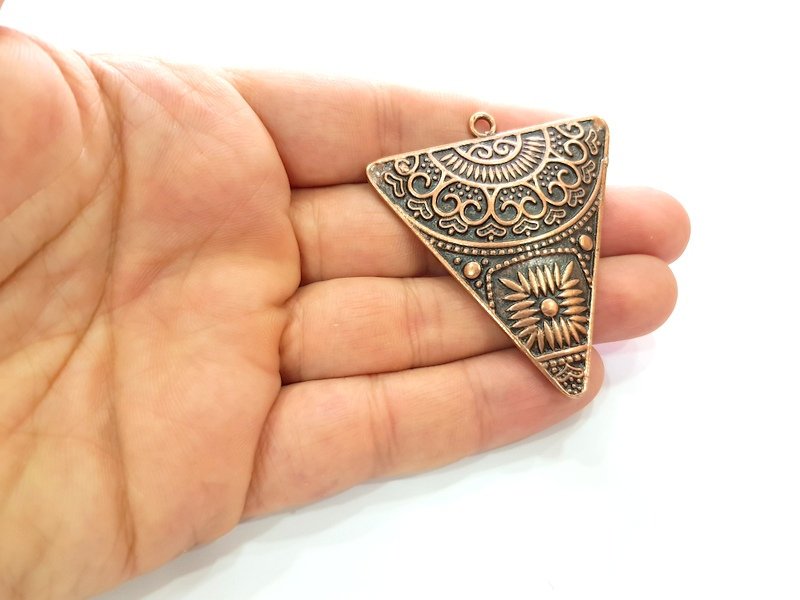 Triangle Pendant Antique Copper Pendant Antique Copper Plated Metal ( 59x51 mm ) G13783