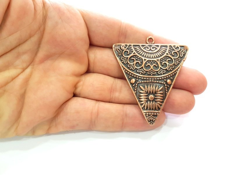 Triangle Pendant Antique Copper Pendant Antique Copper Plated Metal ( 59x51 mm ) G13783