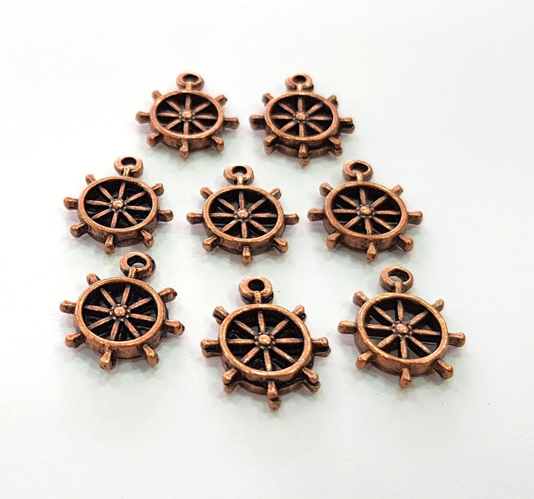 10 Rudder Charm Antique Copper Charm Antique Copper Plated Metal (15mm) G13788
