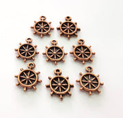 10 Rudder Charm Antique Copper Charm Antique Copper Plated Metal (15mm) G13788
