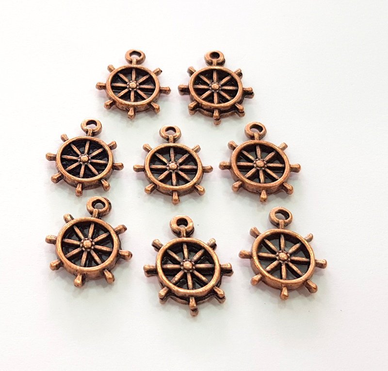 10 Rudder Charm Antique Copper Charm Antique Copper Plated Metal (15mm) G13788