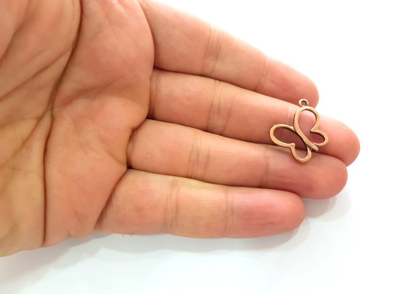 10 Butterfly Charm Antique Copper Charm Antique Copper Plated Metal (18x17mm) G13790