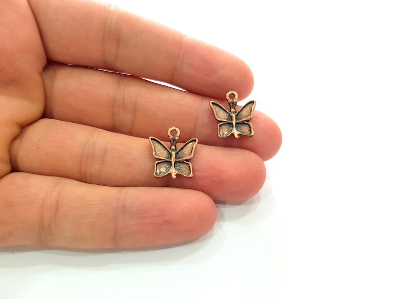 10 Butterfly Charm Antique Copper Charm Antique Copper Plated Metal (17x14mm) G13791