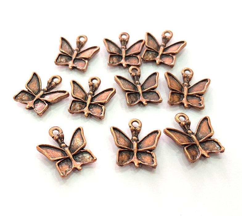 10 Butterfly Charm Antique Copper Charm Antique Copper Plated Metal (17x14mm) G13791