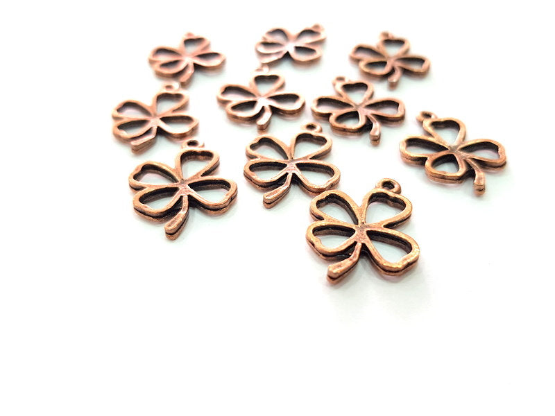 10 Clover Charm Antique Copper Charm Antique Copper Plated Metal (24x18mm) G13795