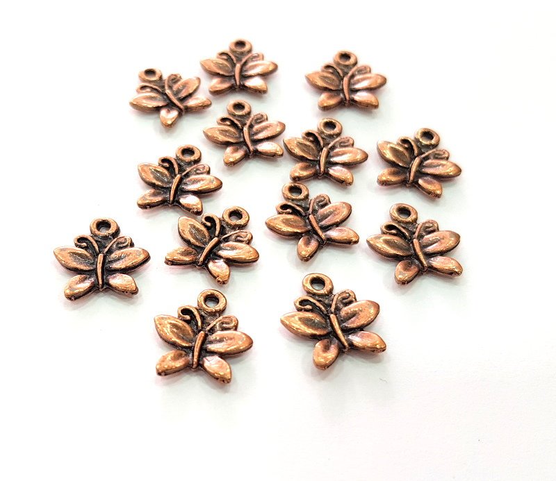 10 Butterfly Charm Antique Copper Charm Antique Copper Plated Metal (15x13mm) G13796