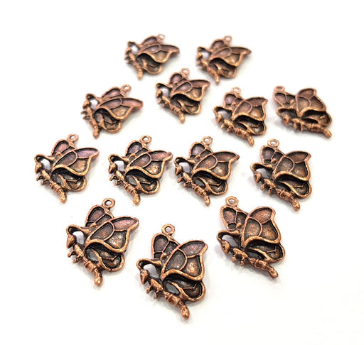 10 Butterfly Charm Antique Copper Charm Antique Copper Plated Metal (22x14mm) G13799