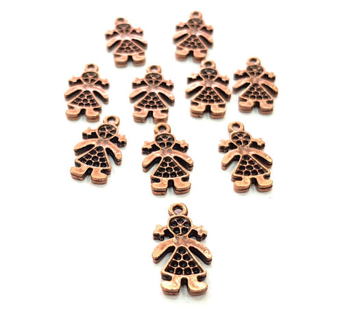 10 The girl child Charm Antique Copper Charm Antique Copper Plated Metal (22x10mm) G13800