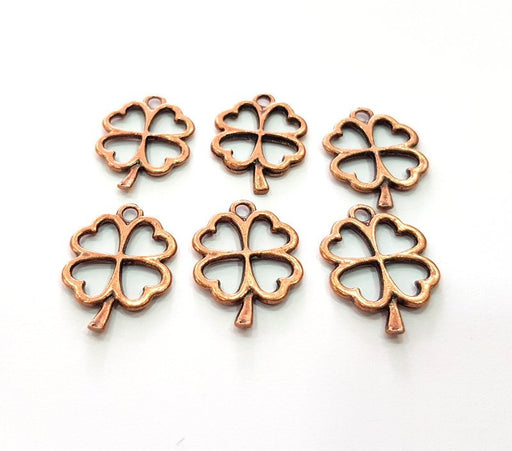10 Clover Charm Antique Copper Charm Antique Copper Plated Metal (23x17mm) G13802