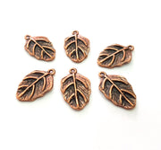 6 Leaf Charm Antique Copper Charm Antique Copper Plated Metal (23x14mm) G13803