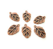 6 Leaf Charm Antique Copper Charm Antique Copper Plated Metal (23x14mm) G13803
