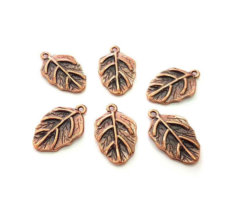 6 Leaf Charm Antique Copper Charm Antique Copper Plated Metal (23x14mm) G13803