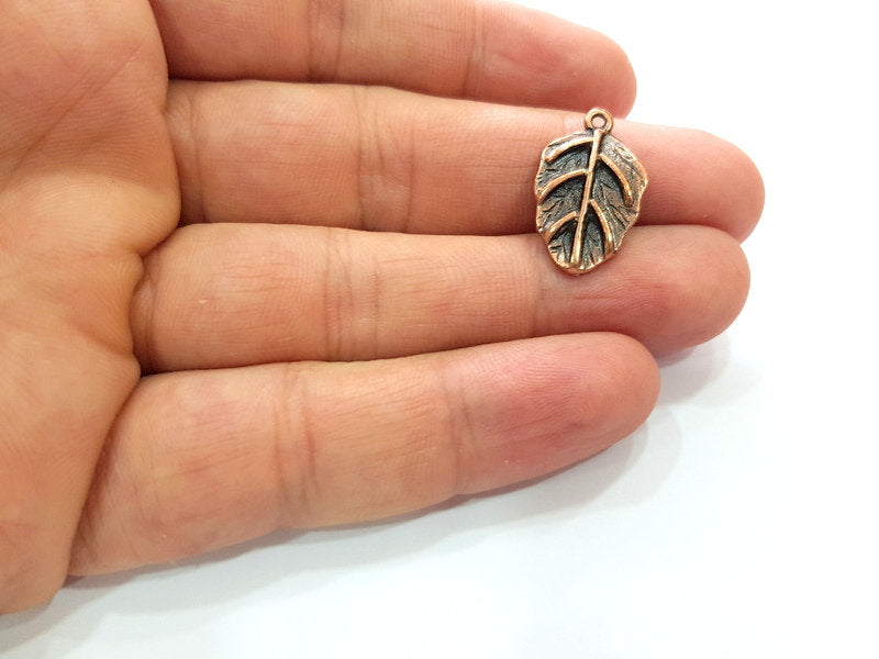 6 Leaf Charm Antique Copper Charm Antique Copper Plated Metal (23x14mm) G13803