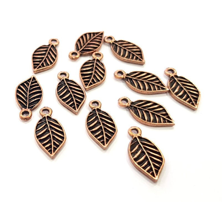 20 Leaf Charm Antique Copper Charm Antique Copper Plated Metal (18x9mm) G13809