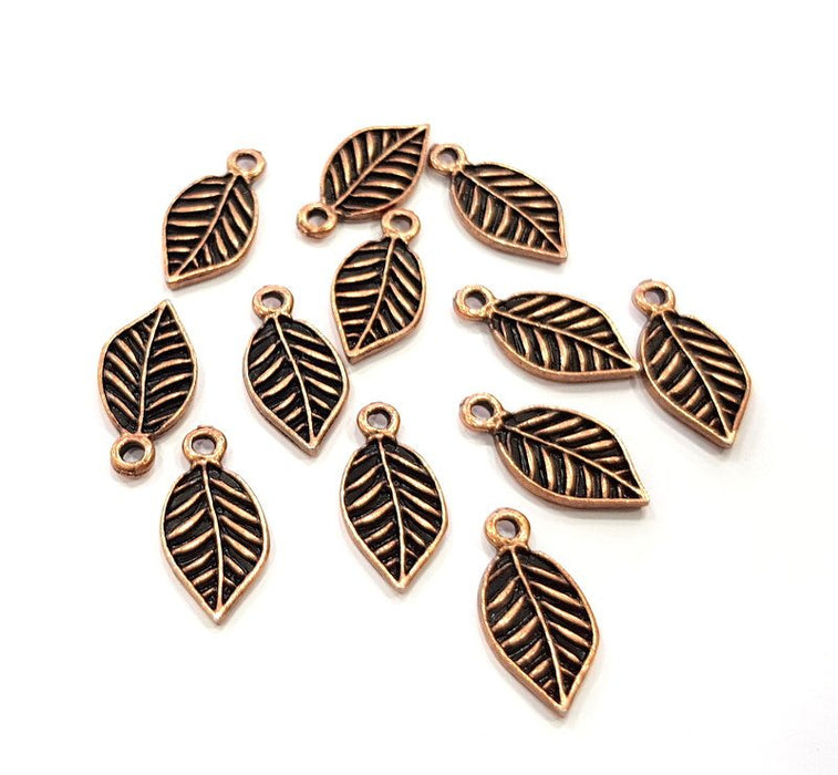 20 Leaf Charm Antique Copper Charm Antique Copper Plated Metal (18x9mm) G13809