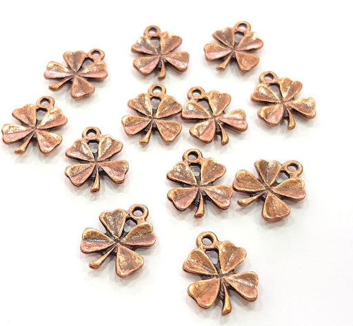 10 Clover Charm Antique Copper Charm Antique Copper Plated Metal (16x13mm) G13814