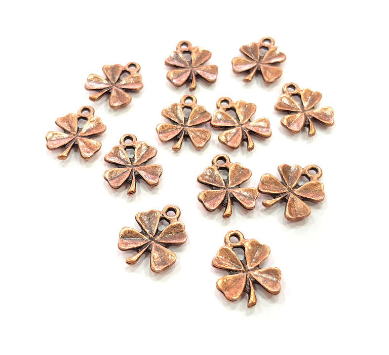 10 Clover Charm Antique Copper Charm Antique Copper Plated Metal (16x13mm) G13814