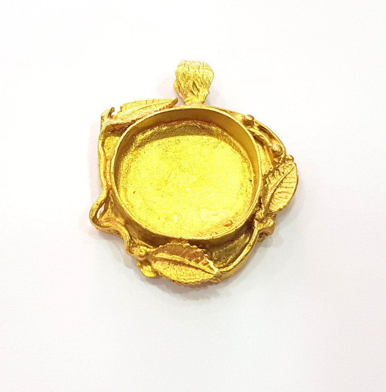 Raw Brass Pendant Blank Mosaic Base Blank inlay Blank Necklace Blank Resin Blank Mountings Cabochon Bezel Base  (25mm blank) G12941