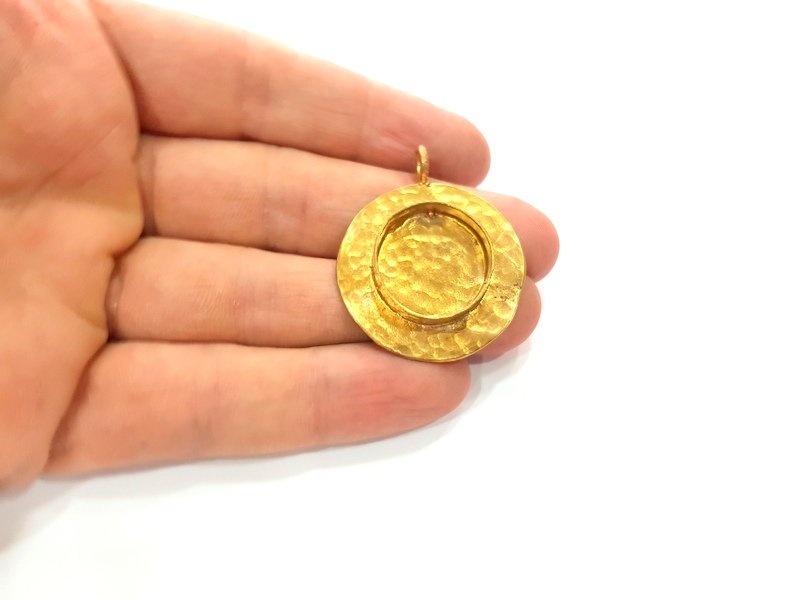 Raw Brass Pendant Blank Mosaic Base Blank inlay Blank Necklace Blank Resin Blank Mountings Cabochon Bezel Base  (20mm blank) G12943