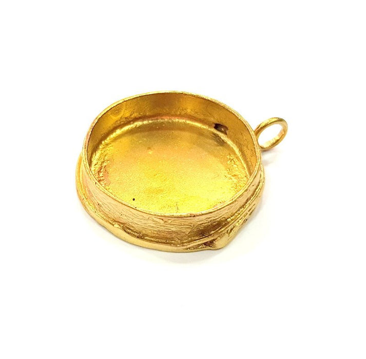 Raw Brass Pendant Blank Mosaic Base Blank inlay Blank Necklace Blank Resin Blank Mountings Cabochon Bezel Base  (28mm blank) G12946