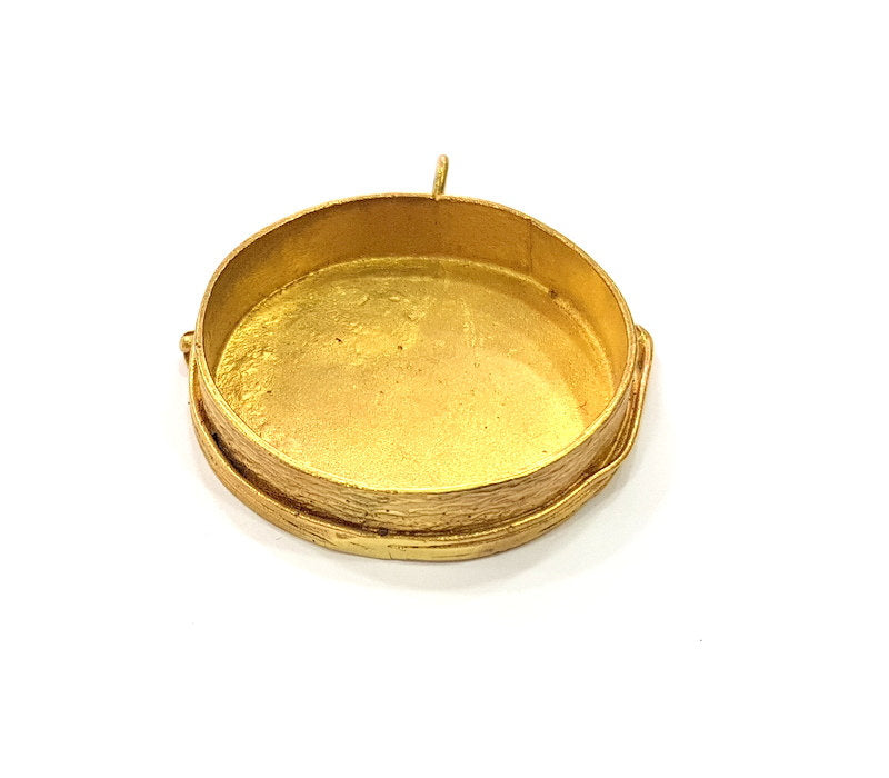 Raw Brass Pendant Blank Mosaic Base Blank inlay Blank Necklace Blank Resin Blank Mountings Cabochon Bezel Base  (34mm blank) G12948