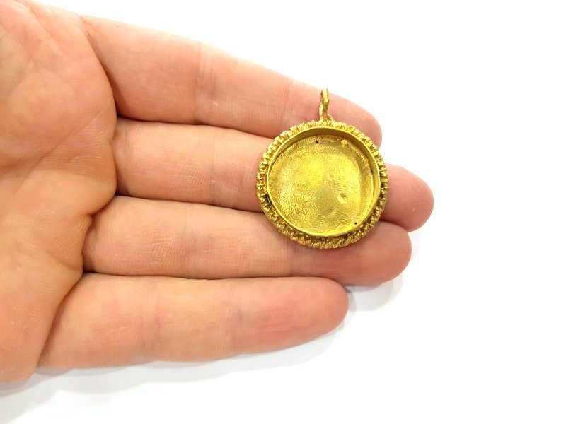 Raw Brass Pendant Blank Mosaic Base Blank inlay Blank Necklace Blank Resin Blank Mountings Cabochon Bezel Base  (23mm blank) G12953