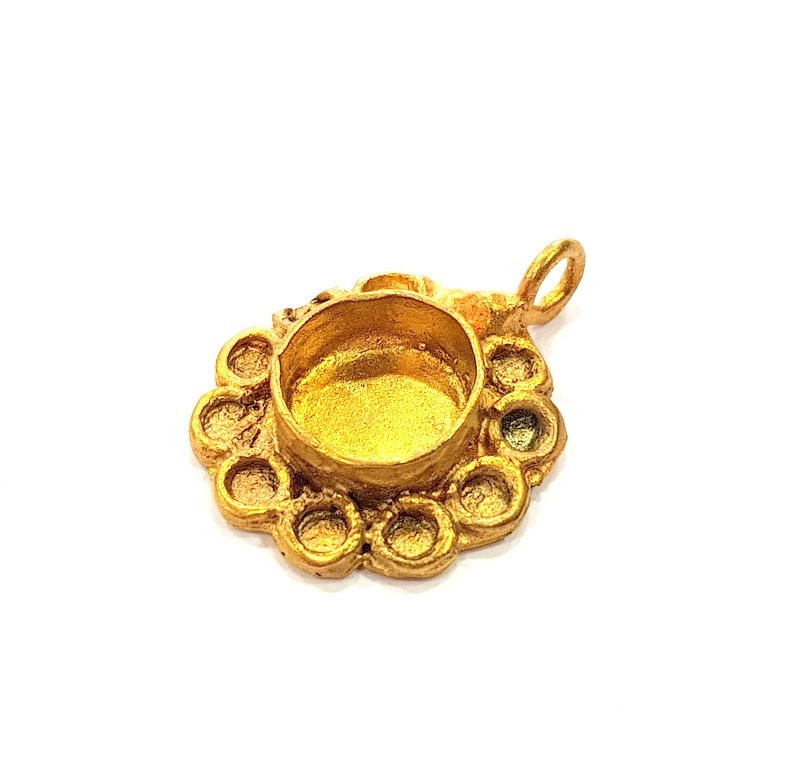Raw Brass Pendant Blank Mosaic Base Blank inlay Blank Necklace Blank Resin Blank Mountings Cabochon Bezel Base  (10mm blank) G12957