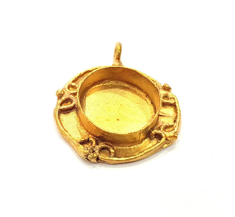 Raw Brass Pendant Blank Mosaic Base Blank inlay Blank Necklace Blank Resin Blank Mountings Cabochon Bezel Base  (20mm blank) G12965