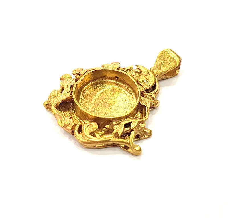 Raw Brass Pendant Blank Mosaic Base Blank inlay Blank Necklace Blank Resin Blank Mountings Cabochon Bezel Base  (17mm blank) G12967