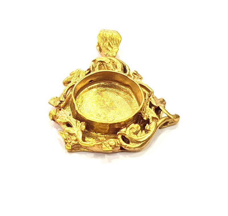 Raw Brass Pendant Blank Mosaic Base Blank inlay Blank Necklace Blank Resin Blank Mountings Cabochon Bezel Base  (17mm blank) G12967