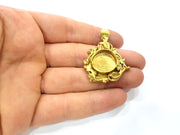 Raw Brass Pendant Blank Mosaic Base Blank inlay Blank Necklace Blank Resin Blank Mountings Cabochon Bezel Base  (17mm blank) G12967