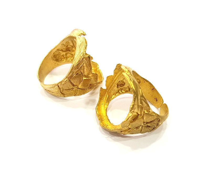 Raw Brass Ring Blank Bezel Settings Cabochon Base Mountings Adjustable Resin Blank  (22x18mm blank ) G12975
