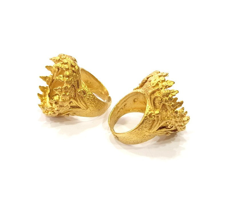 Raw Brass Ring Blank Bezel Settings Cabochon Base Mountings Adjustable Resin Blank  (20mm blank ) G12976