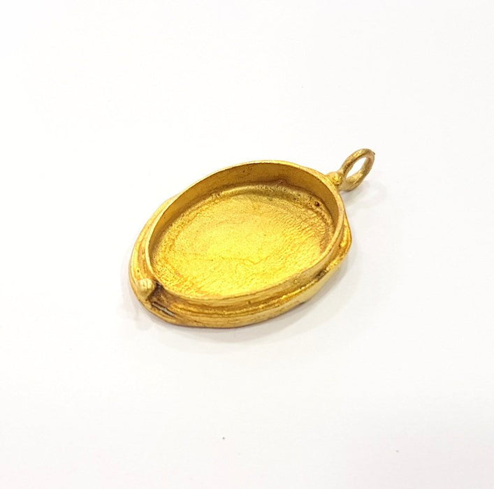 Raw Brass Pendant Blank Mosaic Base Blank inlay Blank Necklace Blank Resin Blank Mountings Cabochon Bezel Base  (24x18mm blank) G12979