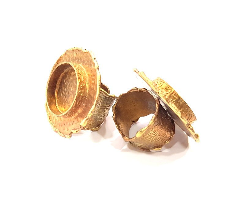 Raw Brass Ring Blank Bezel Settings Cabochon Base Mountings Adjustable Resin Blank  (20mm blank ) G12981