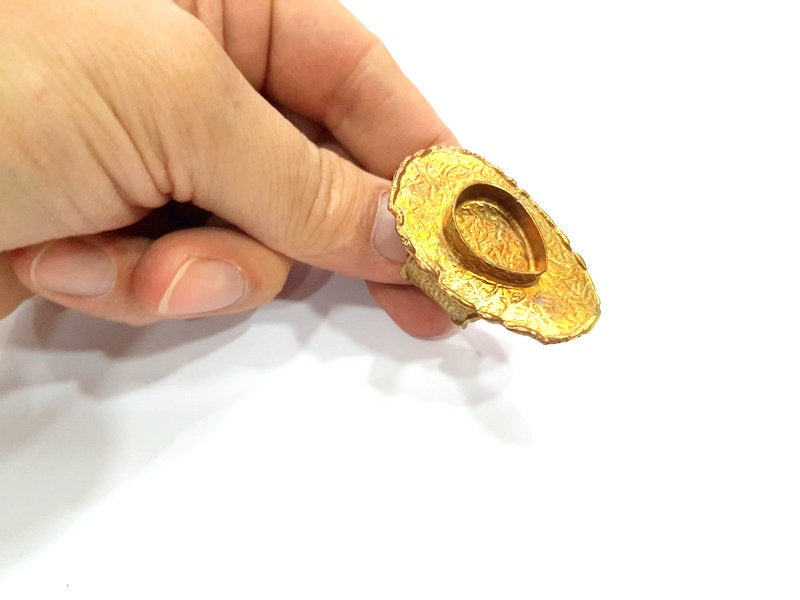 Raw Brass Ring Blank Bezel Settings Cabochon Base Mountings Adjustable Resin Blank  (20x15mm blank ) G12982