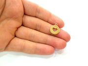 6 Heart Charm Shiny Gold Plated Charm Gold Plated Metal (14mm)  G12987