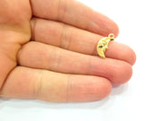 10 Moon Charm 24k Shiny Gold Charm (19x8mm)  G12989