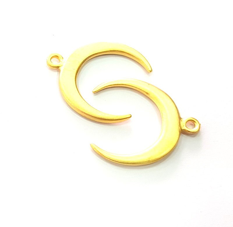 2 Crescent Charm Gold Moon Charm Gold Plated Charms  (28mm)  G12999
