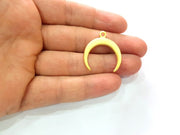 2 Crescent Charm Gold Moon Charm Gold Plated Charms  (28mm)  G12999