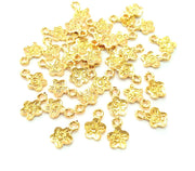 10 Flower Charm Shiny Gold Plated Charm Gold Plated Metal (13x9mm)  G13000