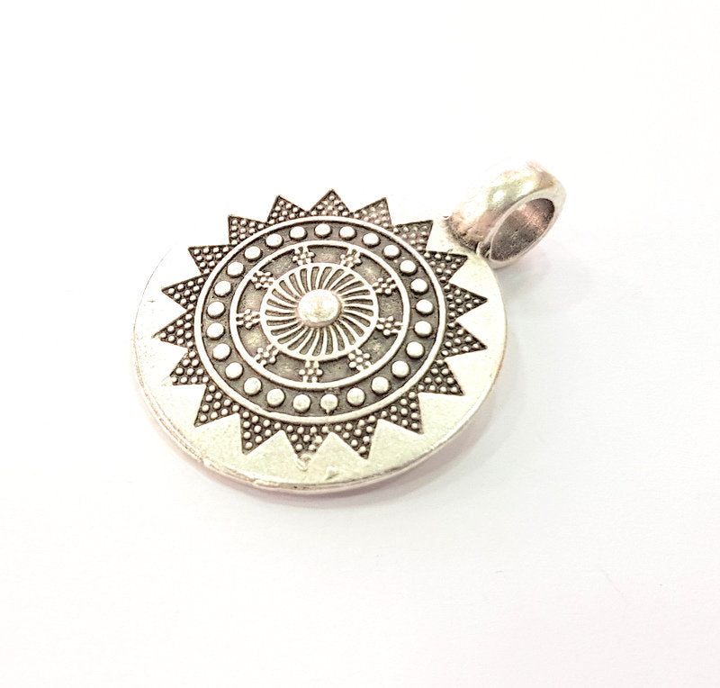 2 Silver Charms Antique Silver Plated Metal (38x28mm) G13021