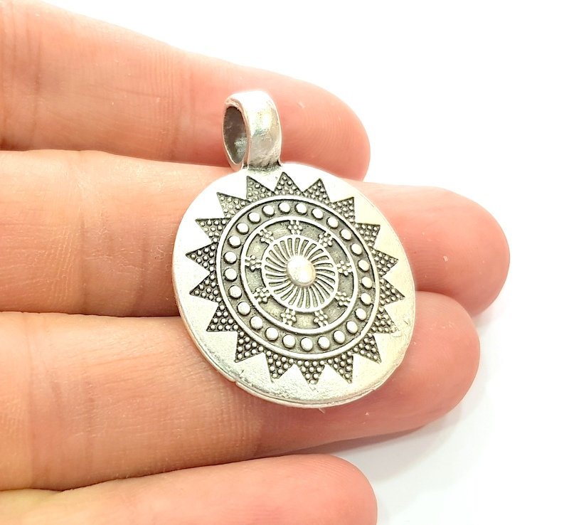 2 Silver Charms Antique Silver Plated Metal (38x28mm) G13021