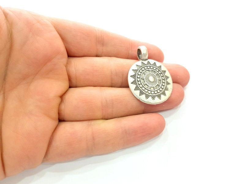 2 Silver Charms Antique Silver Plated Metal (38x28mm) G13021